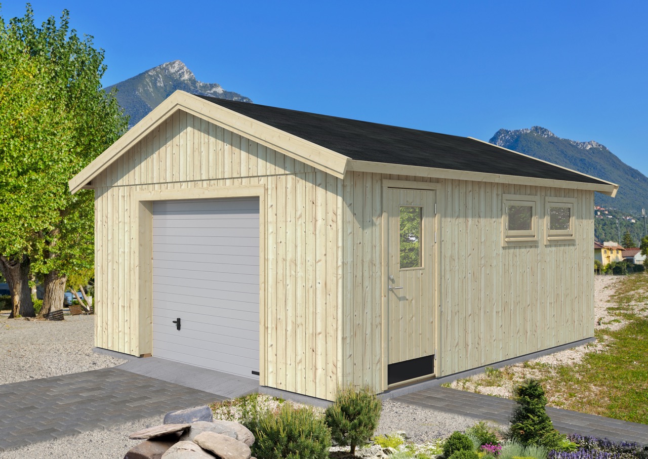 PALMAKO Holz-Garage Andre 21,5 m² günstig Garagen 448x548cm 18mm mit von Sektionaltor kaufen Holz | Shop aus im