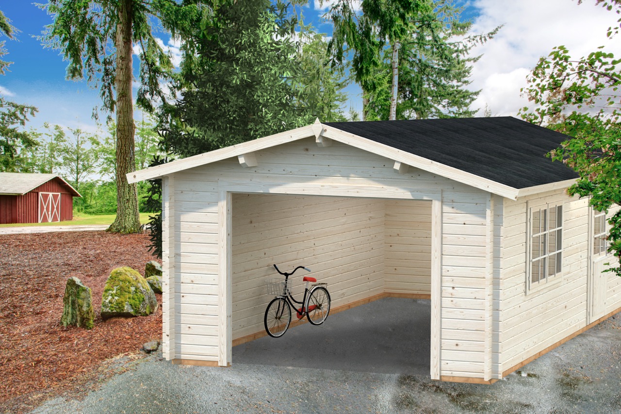 PALMAKO Holz-Garage Roger ohne Holz im Garagen | aus Tor Shop von 380x570cm 44mm 19,0 günstig kaufen m²