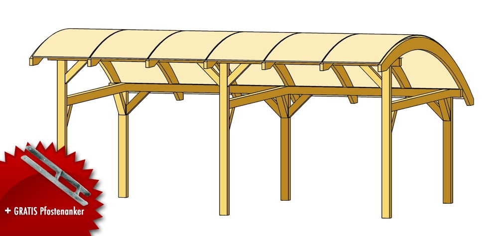 Holz Carport SKANHOLZ Schwaben Runddach Doppelcarport