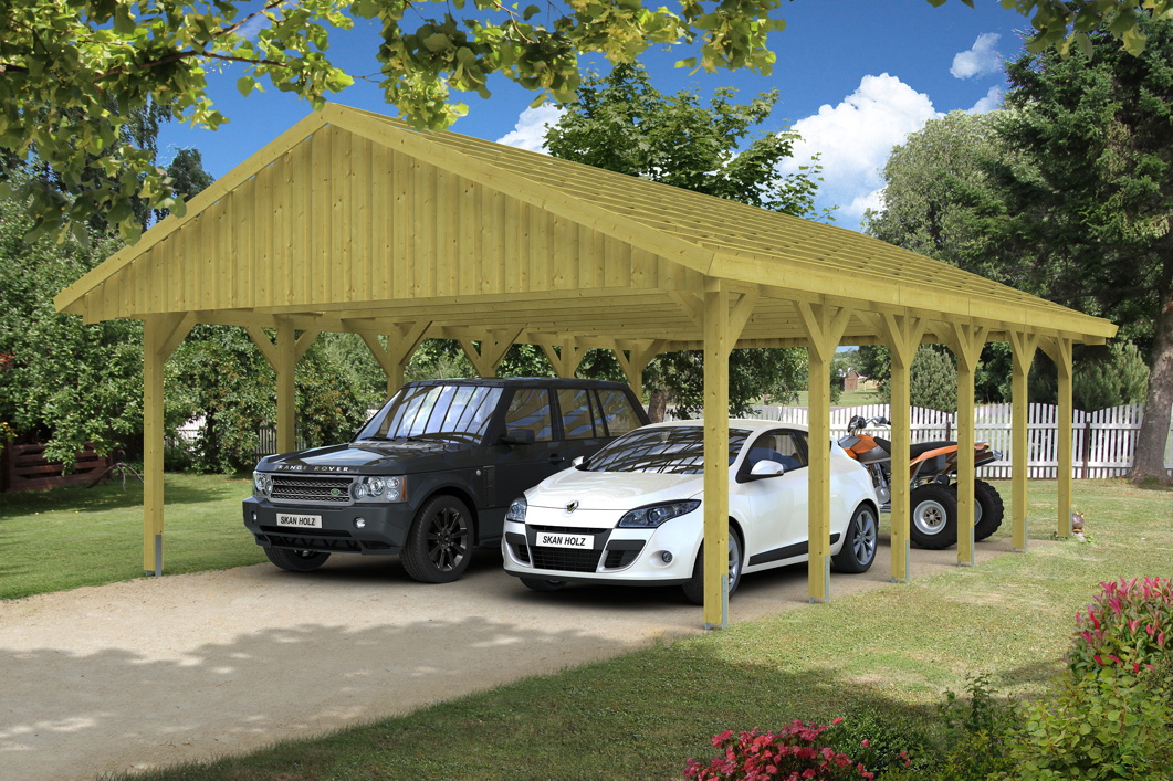 Holz Carport SKANHOLZ Sauerland Doppelcarport Mit