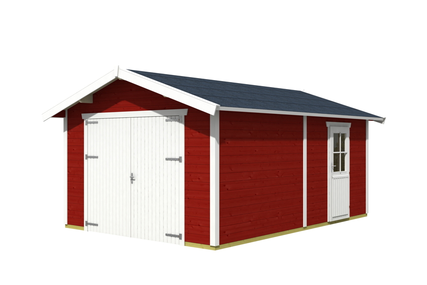 Garage Skanholz Varberg 1 Eigarage Holzgarage Seitl Tur 370x520cm Rot Vom Garten Fachhandler