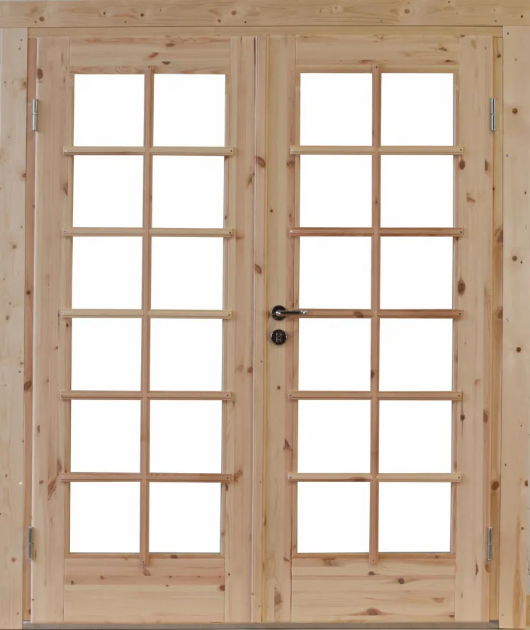 Gartenhaus Holz Doppel-Tr Lars XL fr Wandstrke ISO-Verglasung 28mm Doppeltr
